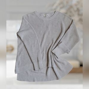 Michael Kors Linen Cotton Blend Ribbed High-Low Sweater L